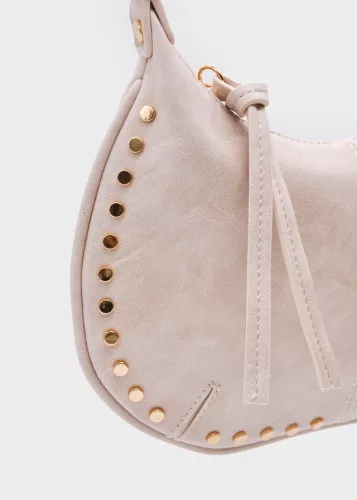 Szegecses kislány válltáska – homok